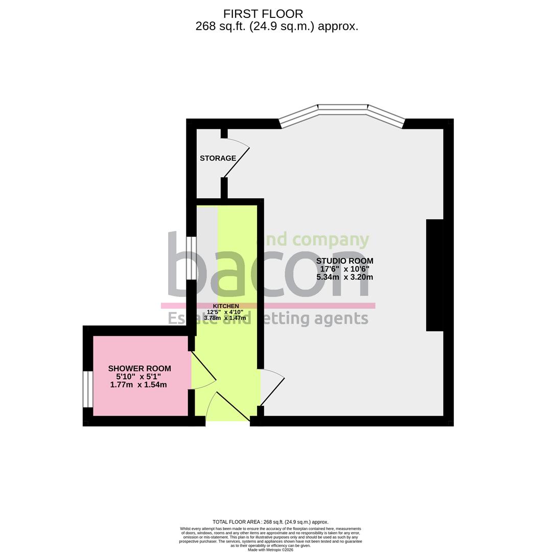 Floor Plan | Flat - Studio | Rowlands Road, Worthing, BN11 | To Let